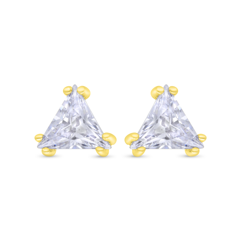 Sterling Silver 925 Earring Gold Plated Embedded With White CZ