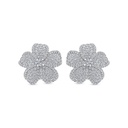 Sterling Silver 925 Earring Rhodium Plated Embedded With White CZ