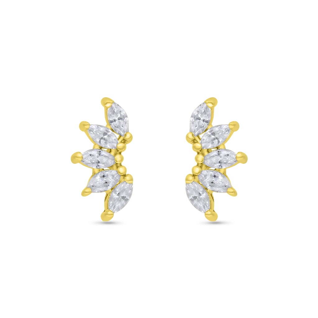 Sterling Silver 925 Earring Gold Plated Embedded With White CZ