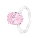 Sterling Silver 925 Ring Rhodium Plated Embedded With Pink Zircon And White CZ