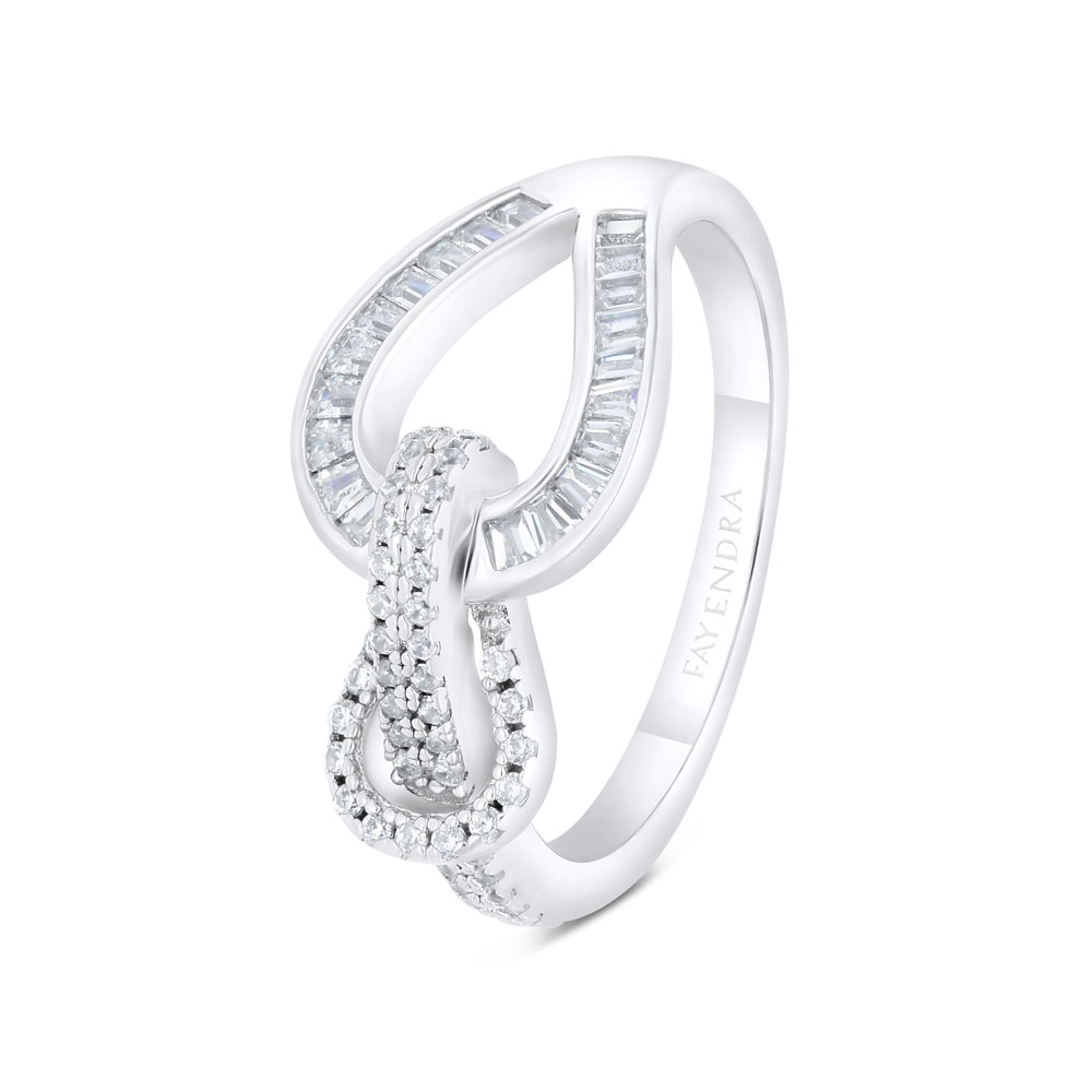 Sterling Silver 925 Ring Rhodium Plated Embedded With White CZ