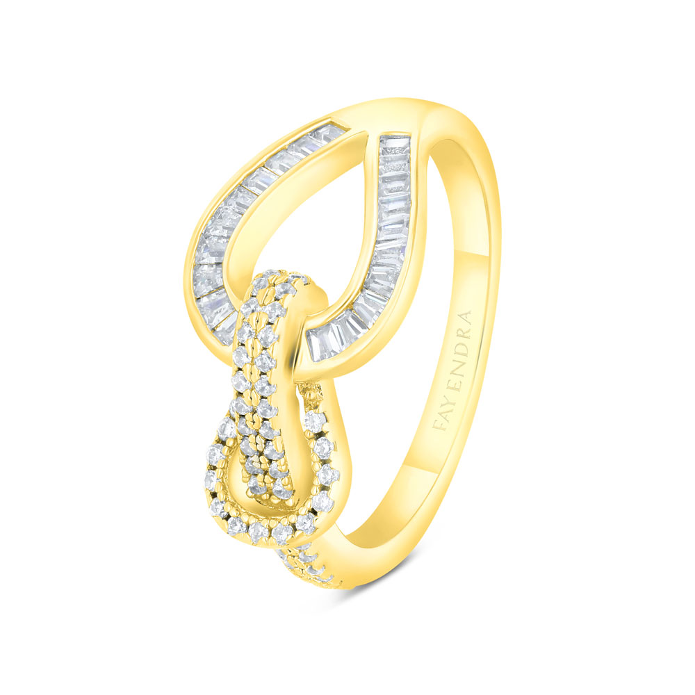 Sterling Silver 925 Ring Gold Plated Embedded With White CZ