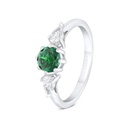 Sterling Silver 925 Ring Rhodium Plated Embedded With Emerald Zircon And White CZ