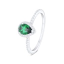 Sterling Silver 925 Ring Rhodium Plated Embedded With Emerald Zircon And White CZ