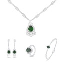 Sterling Silver 925 SET Rhodium Plated Embedded With Emerald Zircon And White CZ