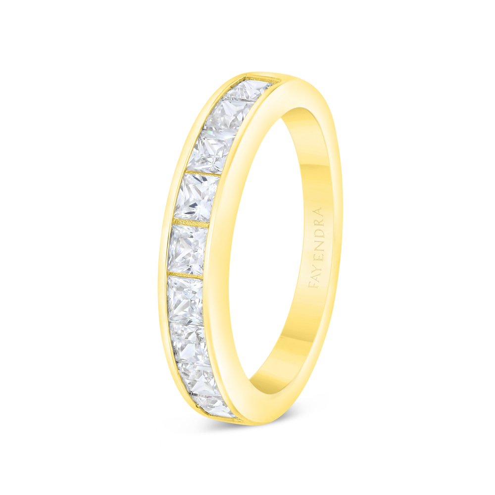 Sterling Silver 925 Ring Gold Plated Embedded With White CZ 