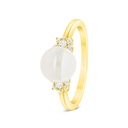 Sterling Silver 925 Ring Gold Plated Embedded With White Shell Pearl And White CZ