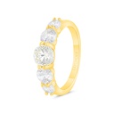 Sterling Silver 925 Ring Gold Plated Embedded With White CZ 