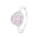 Sterling Silver 925 Ring Rhodium Plated Embedded With Pink Zircon And White CZ