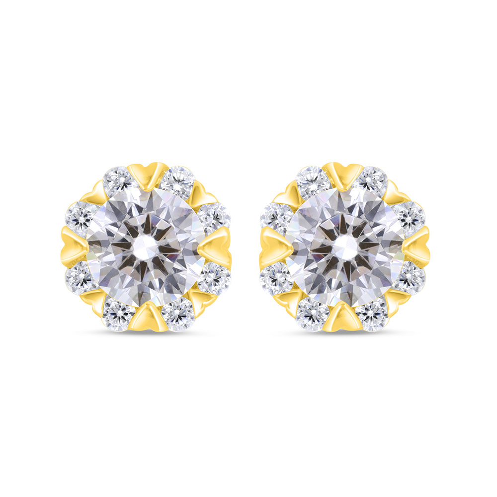 Sterling Silver 925 Earring Gold Plated Embedded With White Zircon 