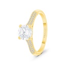 Sterling Silver 925 Ring Gold Plated Embedded With White Zircon 