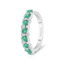 Sterling Silver 925 Ring Rhodium Plated Embedded With Emerald Zircon And White Zircon