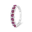 Sterling Silver 925 Ring  Rhodium Plated Embedded With Ruby Corundum And White Zircon