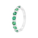 Sterling Silver 925 Ring Rhodium Plated Embedded With Emerald Zircon And White Zircon