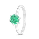 Sterling Silver 925 Ring Rhodium Plated Embedded With Emerald Zircon