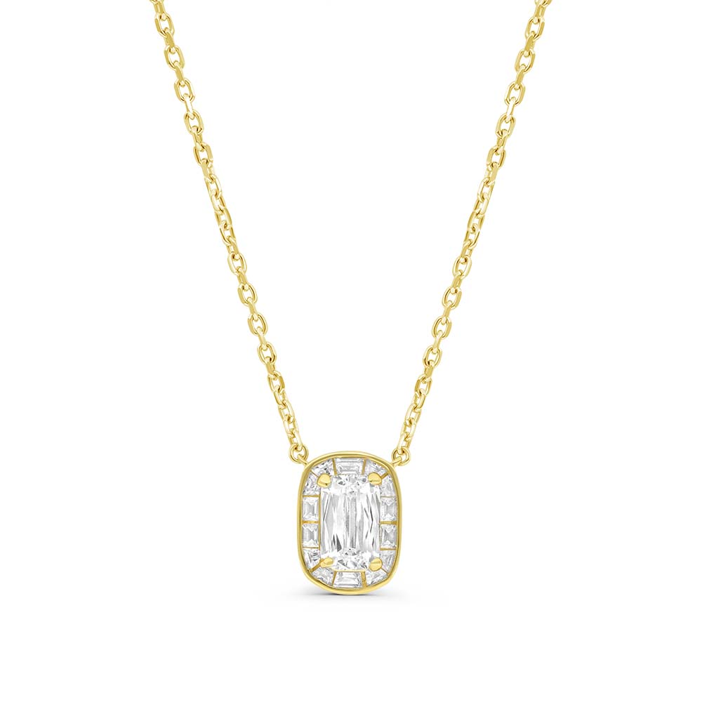 Sterling Silver 925 Necklace Gold Plated Embedded With Yellow Zircon And White Zircon