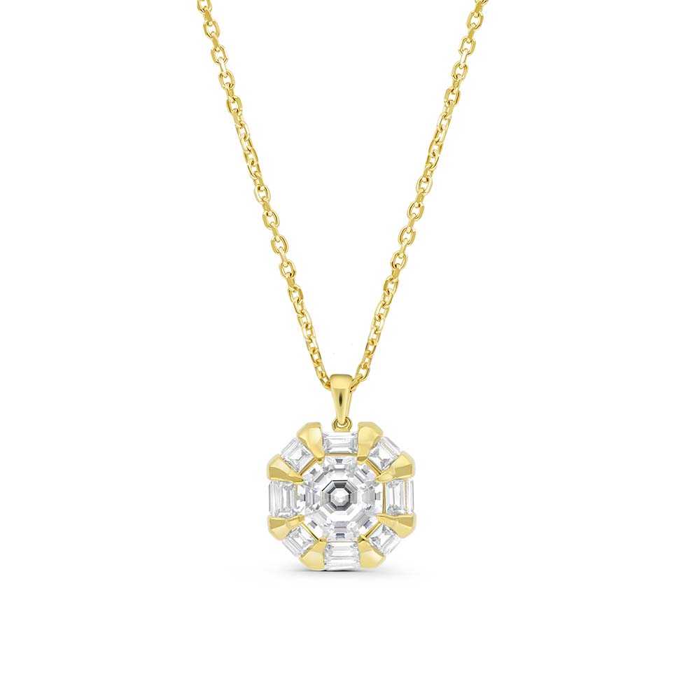 Sterling Silver 925 Necklace Gold Plated Embedded With Yellow Zircon And White Zircon