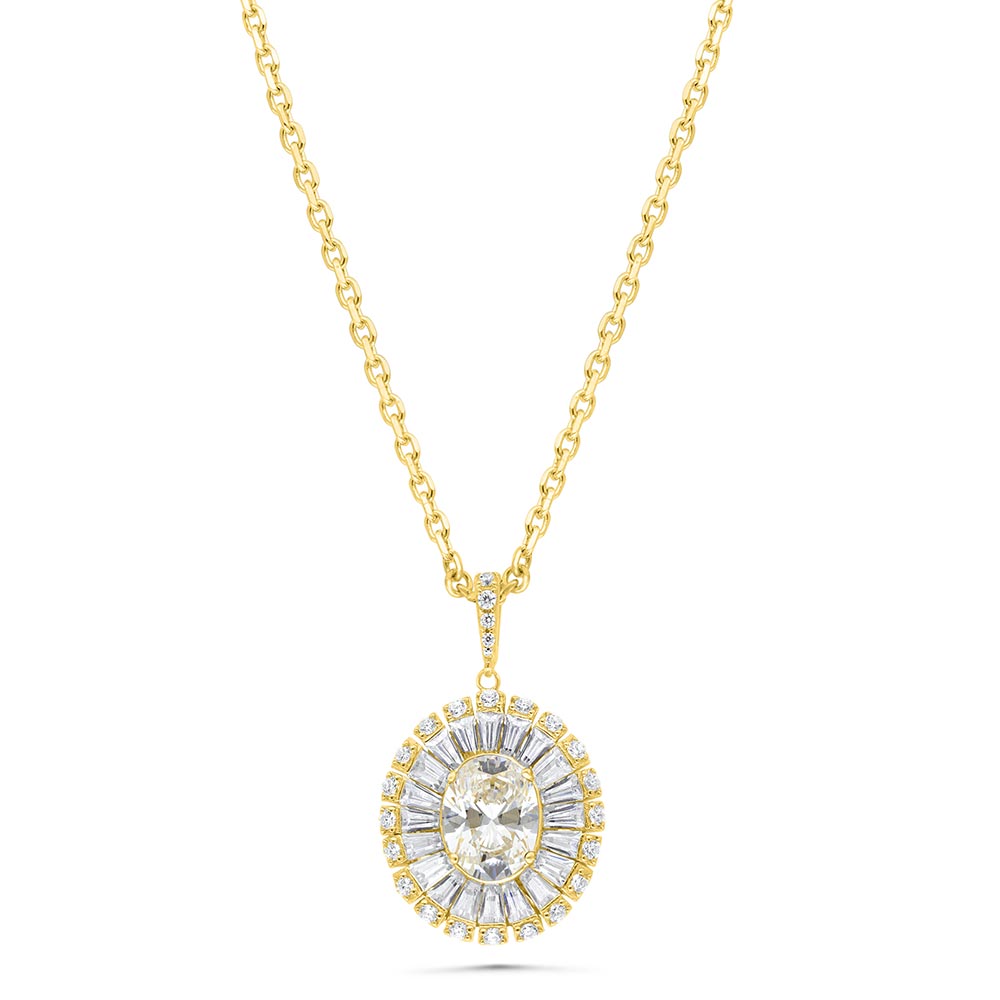 Sterling Silver 925 Necklace Gold Plated Embedded With Yellow Zircon And White Zircon