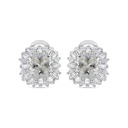 Sterling Silver 925 Earring Rhodium Plated Embedded With Yellow Zircon And White Zircon