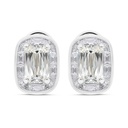 Sterling Silver 925 Earring Rhodium Plated Embedded With Yellow Zircon And White Zircon