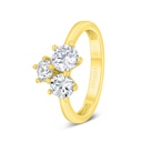 Sterling Silver 925 Ring Gold Plated Embedded With White Zircon