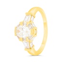 Sterling Silver 925 Ring Gold Plated Embedded With Yellow Zircon And White Zircon