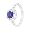 Sterling Silver 925 Ring Rhodium Plated Embedded With Sapphire Corundum And White Zircon