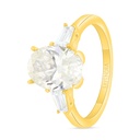 Sterling Silver 925 Ring Gold Plated Embedded With Yellow Zircon And White Zircon