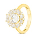 Sterling Silver 925 Ring Gold Plated Embedded With Yellow Zircon And White Zircon