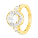 Sterling Silver 925 Ring Gold Plated Embedded With Yellow Zircon And White Zircon