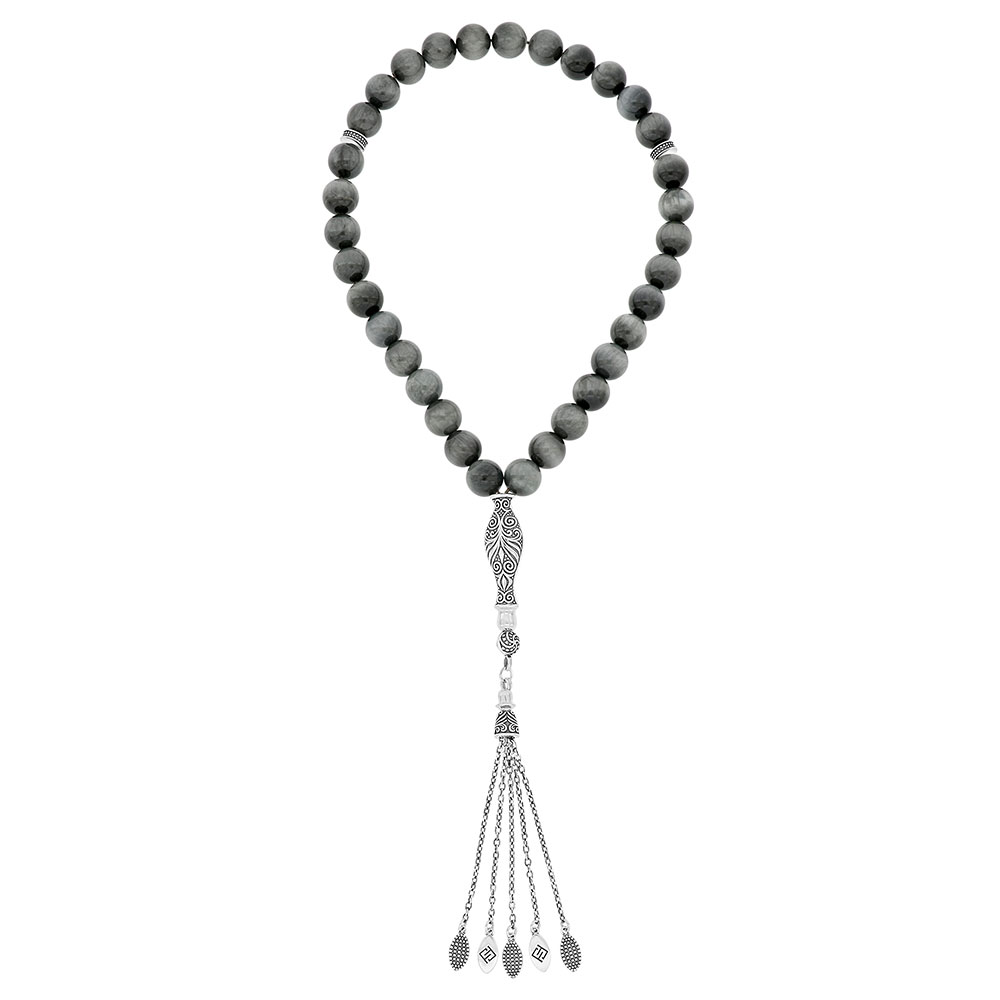 Rosary 33 Sterling Silver 975 Set Oxidized Embedded With Eagle Eye Bead 10 ML LOGO