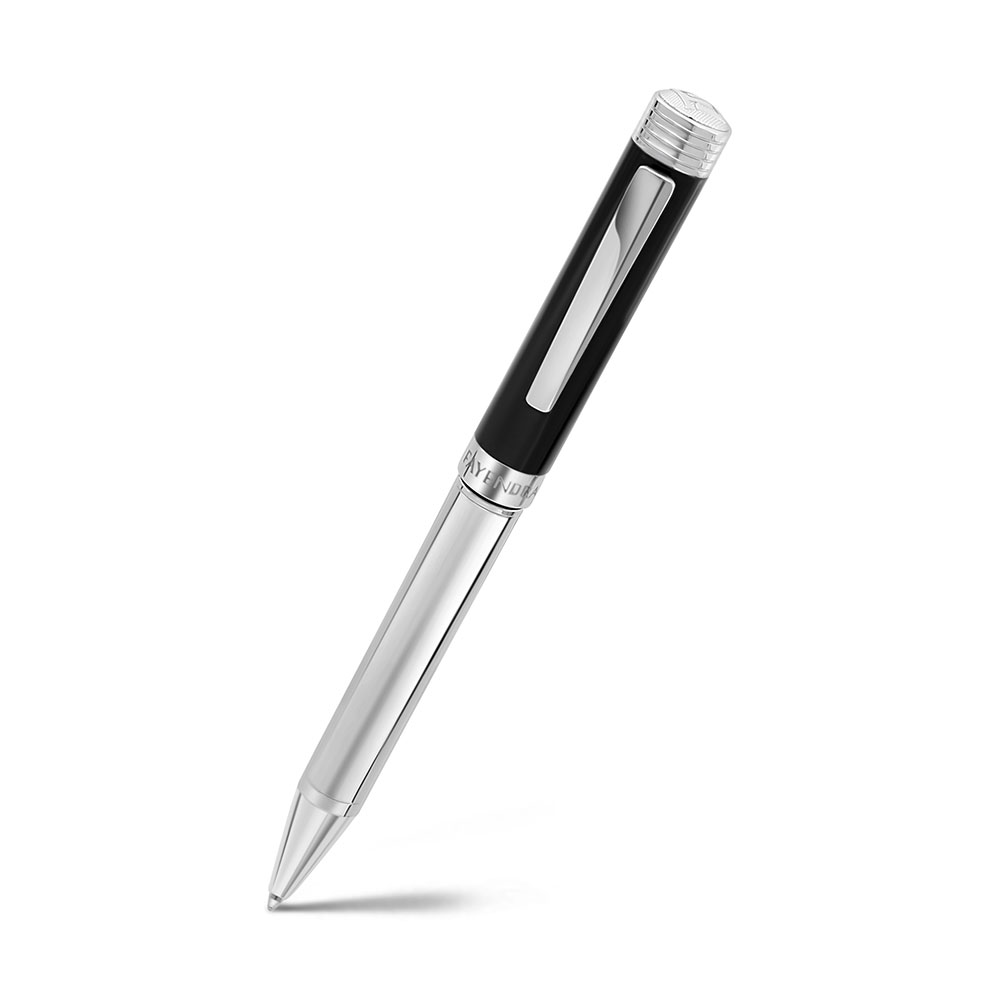 Fayendra Luxury Pen Black And Silver Plated And The Bottom Silver Plated