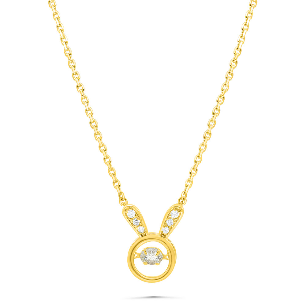 Sterling Silver 925 Necklace Gold Plated Embedded With White Zircon