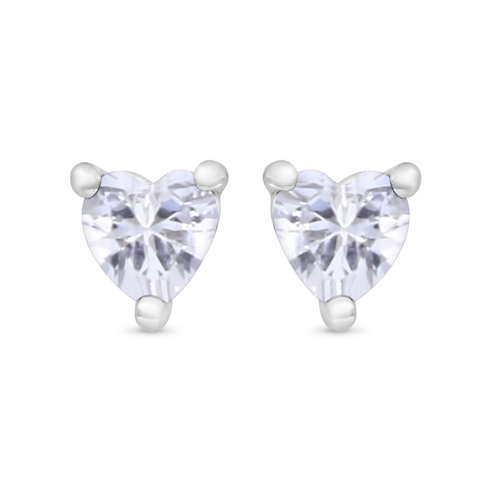 Sterling Silver 925 Earring Rhodium Plated Embedded With White Zircon