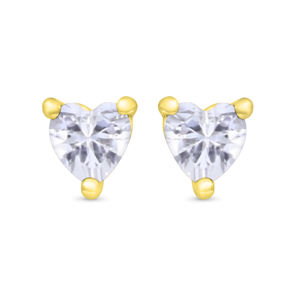 Sterling Silver 925 Earring Gold Plated Embedded With White Zircon