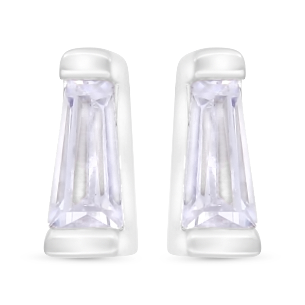 Sterling Silver 925 Earring Rhodium Plated Embedded With White Zircon
