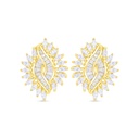 Sterling Silver 925 Earring Gold Plated Embedded With White Zircon