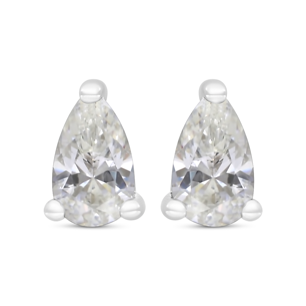 Sterling Silver 925 Earring Rhodium Plated Embedded With Yellow Zircon 