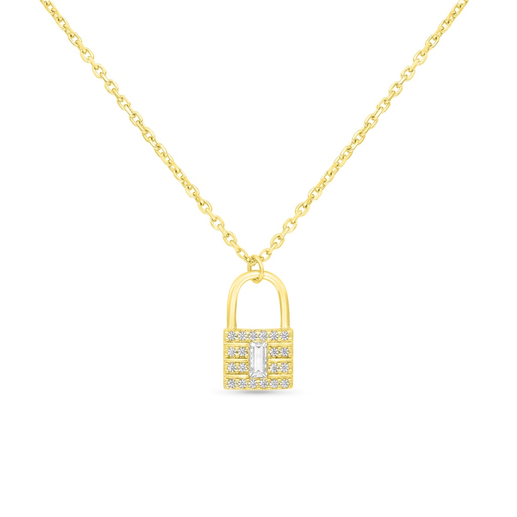 Sterling Silver 925 Necklace Gold Plated Embedded With White Zircon