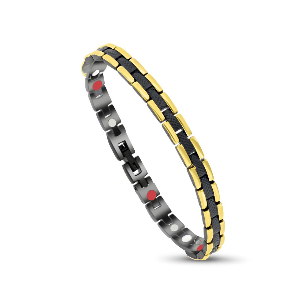 Stainless Steel 304L Bracelet, Gold And Black Plated For Men