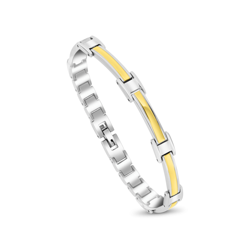 Stainless Steel 316L Bracelet, Silver And Gold Plated For Men