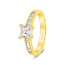 Sterling Silver 925 Ring Gold Plated Embedded With White Zircon