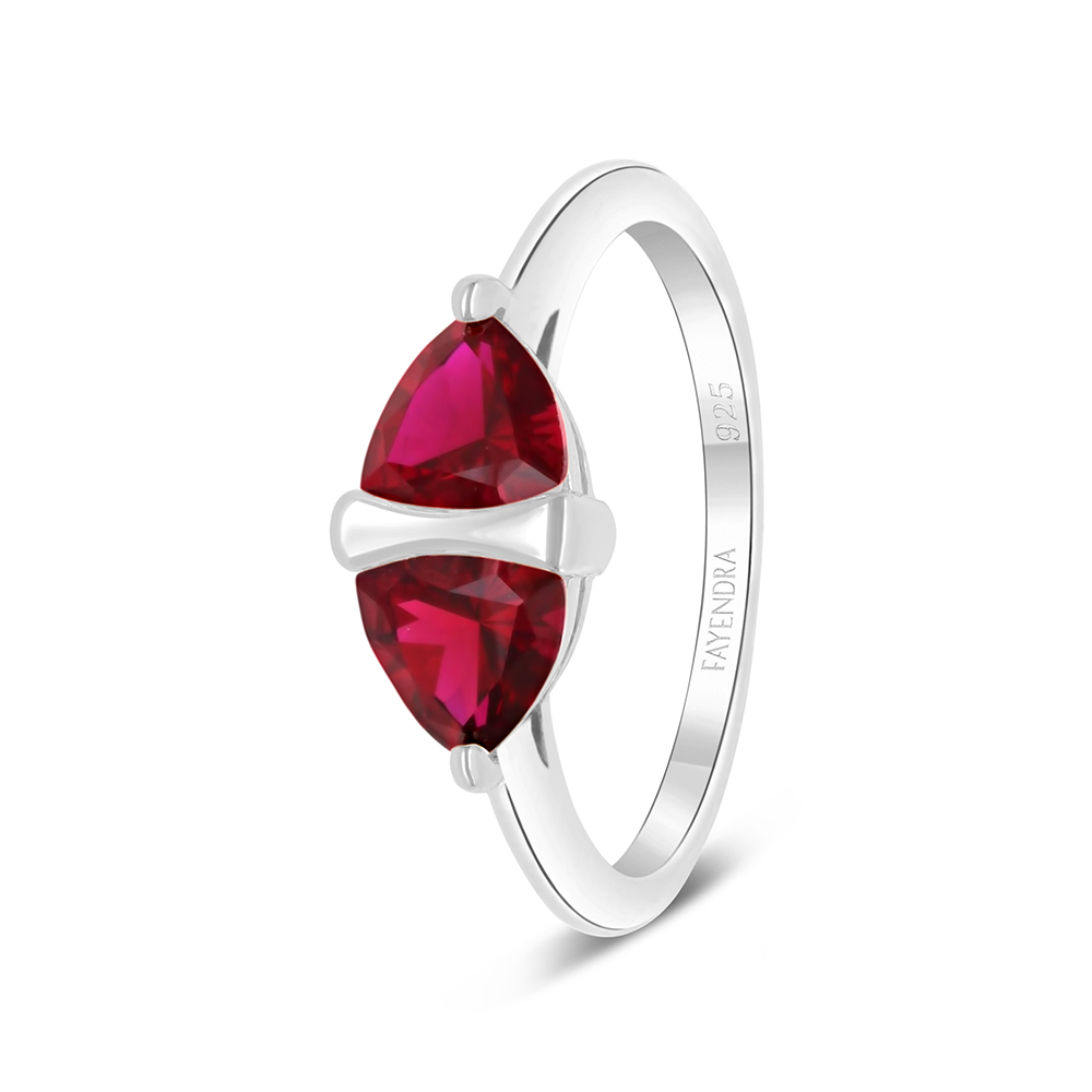 Sterling Silver 925 Ring Rhodium Plated Embedded With Ruby Corundum 