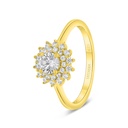 Sterling Silver 925 Ring Gold Plated Embedded With White Zircon