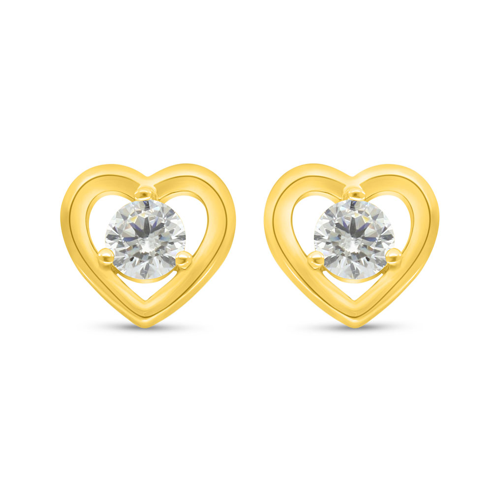 Sterling Silver 925 Earring Golden Plated Embedded With White Zircon