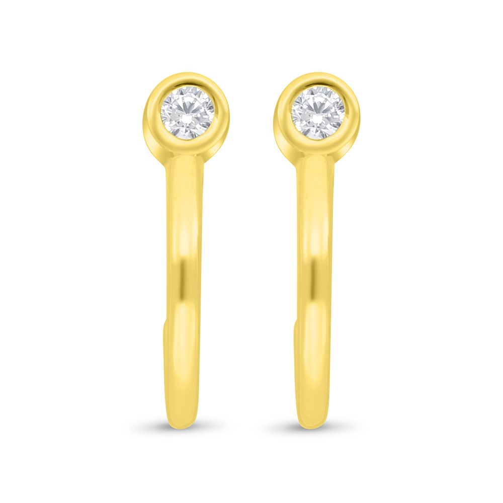 Sterling Silver 925 Earring Gold Plated Embedded With White Zircon