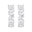 Sterling Silver 925 Earring Rhodium Plated Embedded With White Zircon