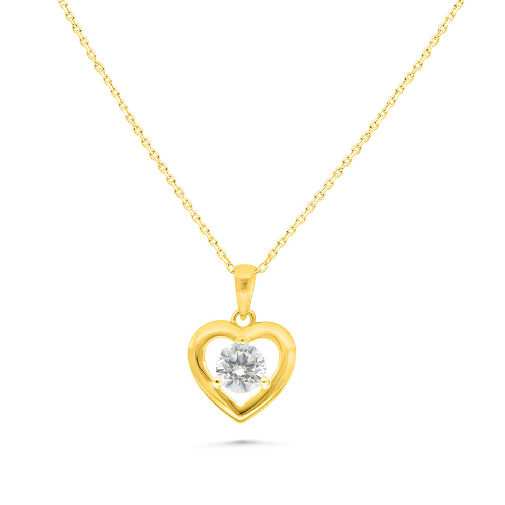 Sterling Silver 925 Necklace Golden Plated Embedded With White Zircon