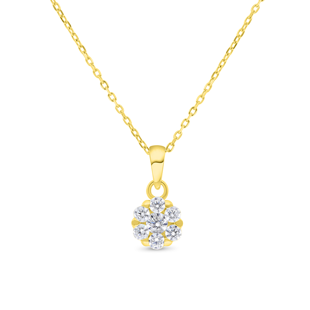 Sterling Silver 925 Necklace Gold Plated Embedded With White Zircon