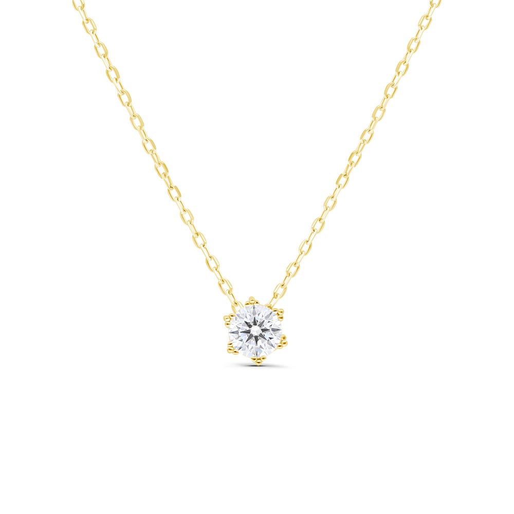 Sterling Silver 925 Necklace Gold Plated Embedded With White Zircon